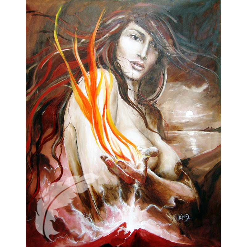 The Goddess Bridgid/Bridget - The Passion - Celtic Wheel Goddess Paintings - Mythical Art Helen O'Sullivan Milltown Kerry Ireland