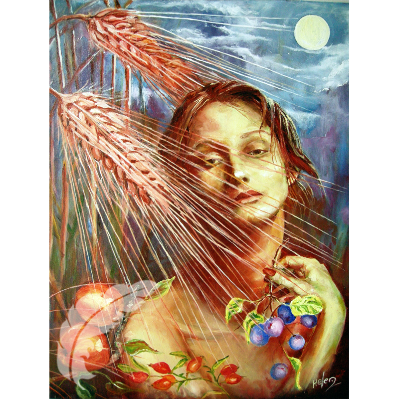 The Goddess Tailtiu - Celtic Wheel Goddess Paintings - Mythical Art Helen O'Sullivan Milltown Kerry Ireland